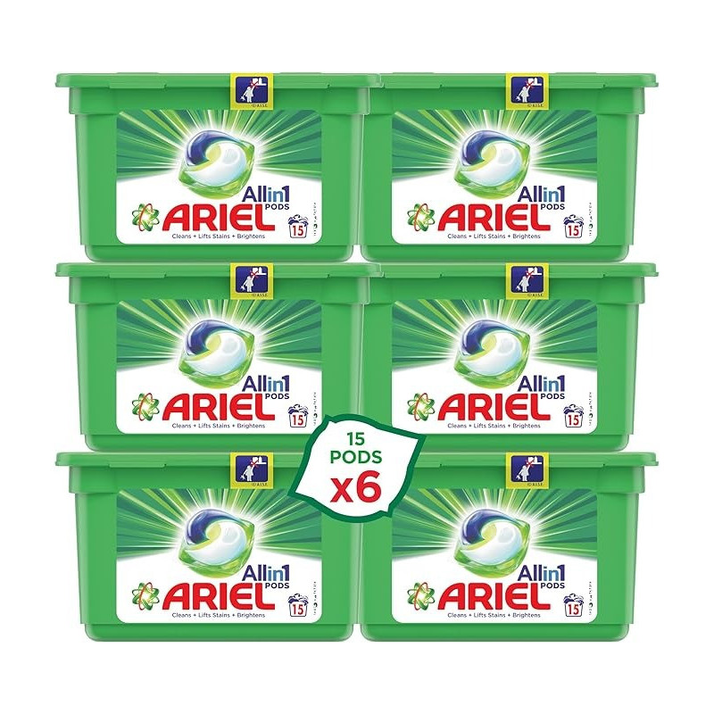 Ariel Pods 3in1 Original Scent, Ariel Liquid Detergent, 6/15sx27g