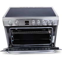 Hoover 90 x 60 Cm Ceramic Cooker, 5 Cooking Zones, Fully Electric 90cm Cooking Range, Electric Multifunction Oven And Grill, Steel Finish, Vcg9060, 1 Year Warranty