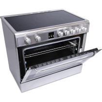 Hoover 90 x 60 Cm Ceramic Cooker, 5 Cooking Zones, Fully Electric 90cm Cooking Range, Electric Multifunction Oven And Grill, Steel Finish, Vcg9060, 1 Year Warranty