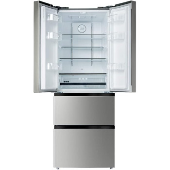Hoover 438 Liters French Door Refrigerator, 4 Doors Dual Inverter Fridge And Freezer, Leco Technology, Total No Frost, Multi Air Flow, LED Lights, Steel Finish, HFD-M438-S, 1 Year Warranty