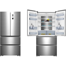 Hoover 670 Liters French Door Inverter Compressor Refrigerator, 2 Metal Glide Drawer, Metal Air Cooling, No Frost Design, HFD-K670-S, Silver, 1 Year Warranty