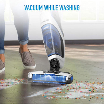 Hoover Onepwr Floormate Jet Cordless Hard Floor Vacuum Cleaner Machine, Up To 30 Min Runtime, 3 Stage Filtration 3 In 1 Multi Surface, Wash, Vac And Dry CLHF-GLME, White/Blue, 1 Year Warranty