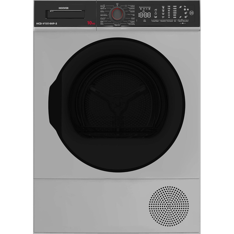 Hoover Front Loading Tumble Clothes Dryer, 10Kg Capacity 16 Functions, Condenser And Heat Pump, Freestanding , Sensor Drying And Anti Crease , Silver, Hcd-V1014Hp-S, 1 Year Warranty