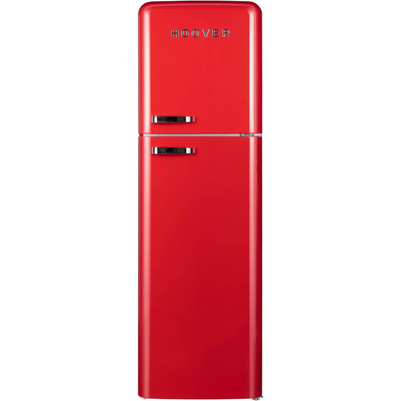 Hoover 326 Liters Top Mount Refrigerator Retro Style Refrigerator, Total No Frost, Fresh Room, Humidity Control, Metal Texture Handle, Bottle Rack, HTR-M326-RR, Red, 1 Year Warranty