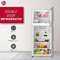 Hoover 600 Liters Top Mount Double Door Refrigerator, No Frost Fridge, Steel Finish, Internal LED Light, 2 Adjustable Shelves, â€ŽHTR-H600-S, Steel, 1 Year Warranty