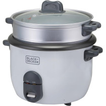 Black+Decker Rice Cooker, 700W Power, 1.8L, Removable Non Stick Bowl And Steaming Tray With Water Level Indicator, Glass Lid And Cool Touch For Healthy Meals, RC1860-B5, 1 Year Warranty