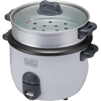 Black+Decker Rice Cooker, 700W Power, 1.8L, Removable Non Stick Bowl And Steaming Tray With Water Level Indicator, Glass Lid And Cool Touch For Healthy Meals, RC1860-B5, 1 Year Warranty