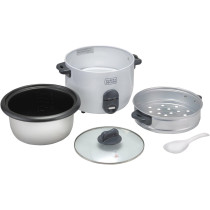 Black+Decker Rice Cooker, 700W Power, 1.8L, Removable Non Stick Bowl And Steaming Tray With Water Level Indicator, Glass Lid And Cool Touch For Healthy Meals, RC1860-B5, 1 Year Warranty