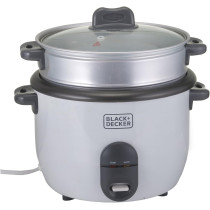 Black+Decker Rice Cooker, 700W Power, 1.8L, Removable Non Stick Bowl And Steaming Tray With Water Level Indicator, Glass Lid And Cool Touch For Healthy Meals, RC1860-B5, 1 Year Warranty