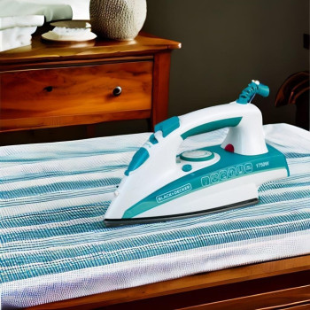 Black+Decker 1750W Steam Iron, Ceramic Coated Soleplate With Anti Calc Drip Self Clean And Auto Shutoff, Removes Stubborn Creases Quickly Easily, X1600-B5, 1 Year Warranty