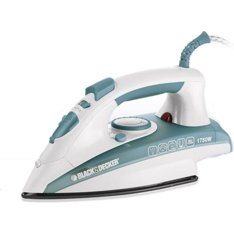 Black+Decker 1750W Steam Iron, Ceramic Coated Soleplate With Anti Calc Drip Self Clean And Auto Shutoff, Removes Stubborn Creases Quickly Easily, X1600-B5, 1 Year Warranty