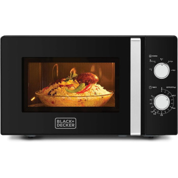 Black+Decker 20L, 700W Microwave Black With Chrome Finish Multiple Timer Options 5 Power Levels, 35 Min Timer, Cooking End Signal For Even Cooking/Heating, Defrost Function, MZ2010P-B5, 1 Year Warranty