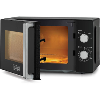 Black+Decker 20L, 700W Microwave Black With Chrome Finish Multiple Timer Options 5 Power Levels, 35 Min Timer, Cooking End Signal For Even Cooking/Heating, Defrost Function, MZ2010P-B5, 1 Year Warranty