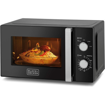 Black+Decker 20L, 700W Microwave Black With Chrome Finish Multiple Timer Options 5 Power Levels, 35 Min Timer, Cooking End Signal For Even Cooking/Heating, Defrost Function, MZ2010P-B5, 1 Year Warranty