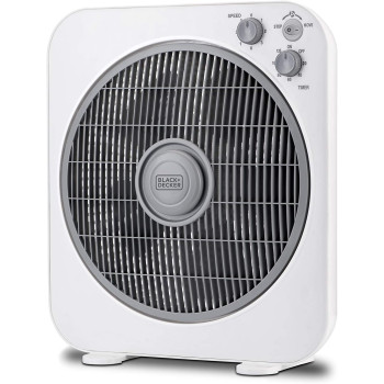 Black+Decker 40W Box Desk Fan 12 Inch Diameter, 3 Speeds Low/Medium/High And 5 Blade Design With Adjustable Portable/Travel Friendly Body To Direct Swing, FB1220-B5, 1 Year Warranty