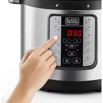 Black+Decker 1000W, 6L, Electric Pressure Cooker 7 In 1, With 12 Smart Programs 9 Safety Features Dishwasher Safe With Accessories, For Quick And Easy Meals, PCP1000-B5, 1 Year Warranty