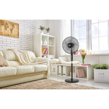 Black+Decker 60W Stand Fan, 16 Inch Diameter, 90 Degree Wide Swing, 3 Speeds Plus Modes And 5AS Blade, For The Perfect Temperature, FS1620-B5, 1 Year Warranty