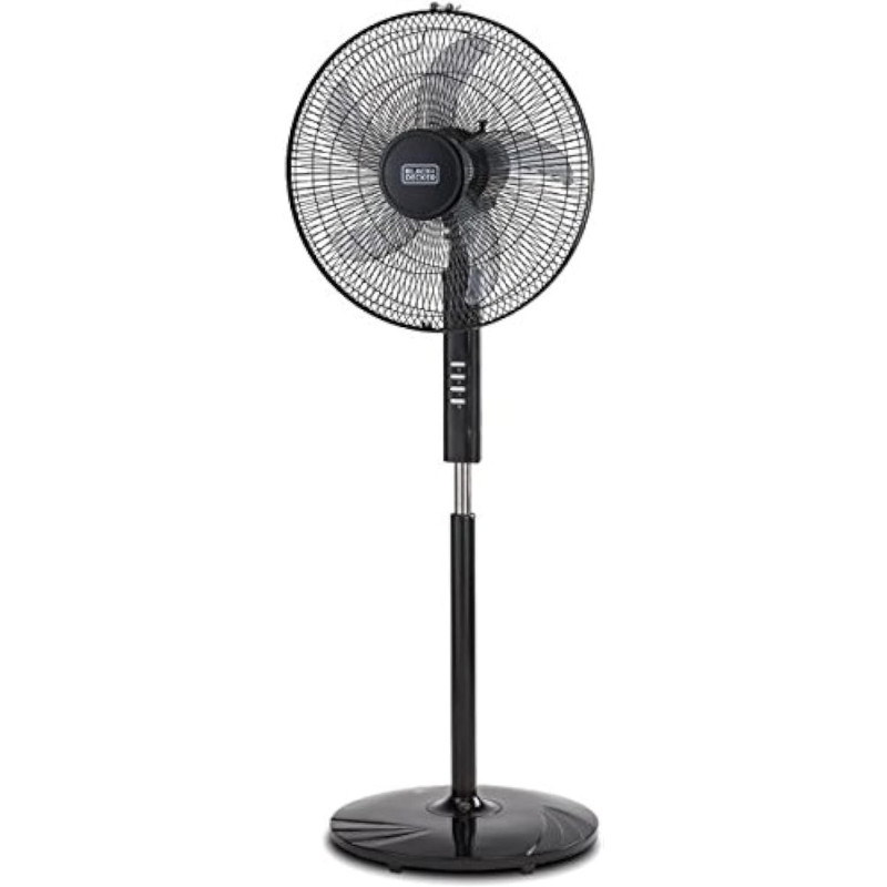 Black+Decker 60W Stand Fan, 16 Inch Diameter, 90 Degree Wide Swing, 3 Speeds Plus Modes And 5AS Blade, For The Perfect Temperature, FS1620-B5, 1 Year Warranty