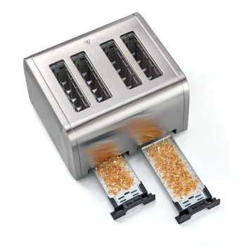 Black+Decker 4 Slice Stainless Steel Toaster, Silver, ET444-B5, 1 Year Warranty