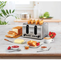 Black+Decker 4 Slice Stainless Steel Toaster, Silver, ET444-B5, 1 Year Warranty