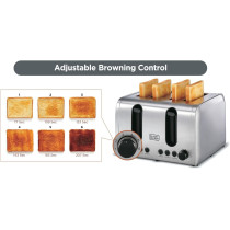 Black+Decker 4 Slice Stainless Steel Toaster, Silver, ET444-B5, 1 Year Warranty