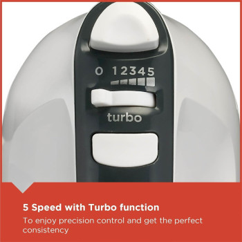 Black+Decker 300W Hand Mixer, White/Grey Colour, M350-B5, 1 Year Warranty