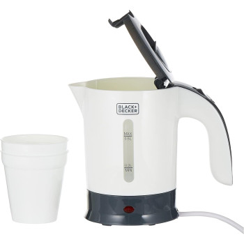 Black+Decker Travel Kettle, 650 W, White Colour, Tr250Ja, 1 Year Warranty