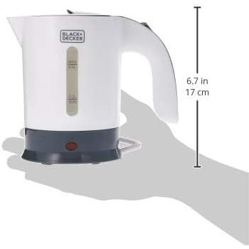Black+Decker Travel Kettle, 650 W, White Colour, Tr250Ja, 1 Year Warranty