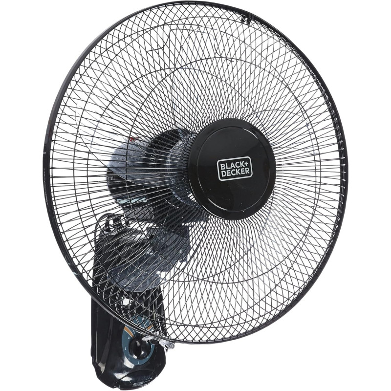 Black+Decker 55 W, 16 Inch, 3 Speed Wall Fan, Black, Fw1620-B5, 1 Year Warranty