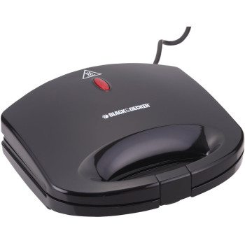 Black+Decker 600W, 2 Slice Non Stick Sandwich Maker, Black, TS1000-B5, 1 Year Warranty