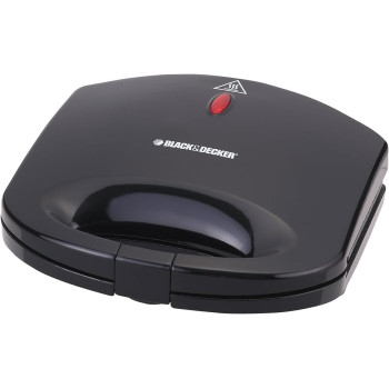 Black+Decker 600W, 2 Slice Non Stick Sandwich Maker, Black, TS1000-B5, 1 Year Warranty