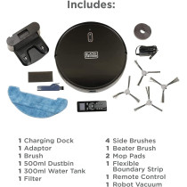 Black+Decker Robotic Vacuum Cleaner And Mop, Alexa Enabled, 2150 Pa Strong Suction Power, Up To 120 Min Runtime, Self Charging, Black, BRVA425B00-B5, 1 Year Warranty