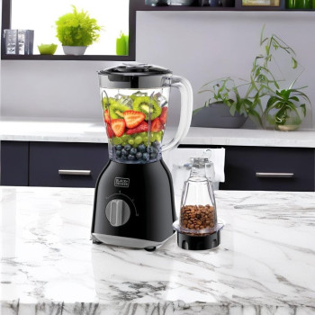 Black+Decker 400W, 1.0L, Blender With 2 x Blender Jars And Grinder Mill, Black, Bx365Pr-B5, 1 Year Warranty