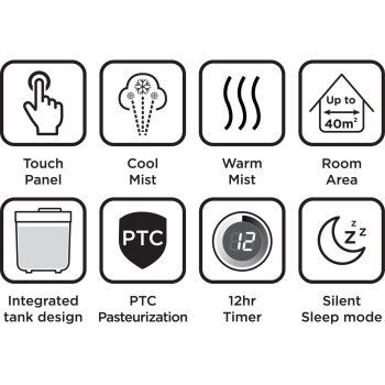 Black+Decker Digital Humidifier, 4 Liters, 40m2, White, HM4250 B5, 1 Year Warranty