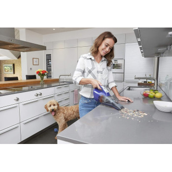 Black+Decker 12V, 1.5Ah Li Ion, 400ml, Cordless Dustbuster Handheld Pet Care Vacuum, Motorized Pet Head, Jack Plug Charger And Wall Mount For Home And Car, Purple/Grey, DVB315JP-GB, 1 Year Warranty