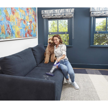 Black+Decker 12V, 1.5Ah Li Ion, 400ml, Cordless Dustbuster Handheld Pet Care Vacuum, Motorized Pet Head, Jack Plug Charger And Wall Mount For Home And Car, Purple/Grey, DVB315JP-GB, 1 Year Warranty