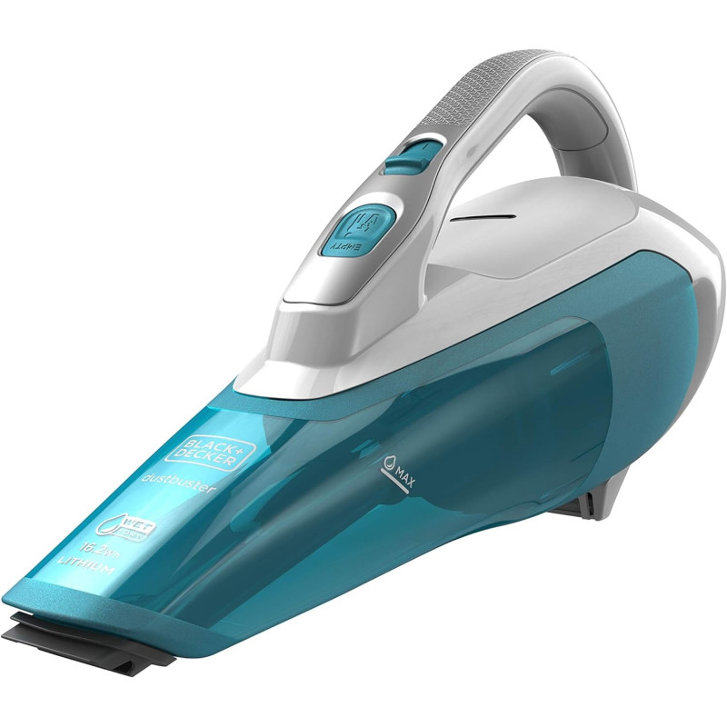 Black+Decker 10.8V, 1.5Ah Li-Ion Wet And Dry Cordless Dustbuster Hand Vacuum, For Spills Dust Dirt And Small Debris, White/Blue, WDA315J-B5, 1 Year Warranty