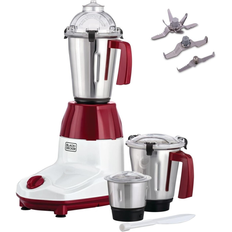 Black+Decker 3 In 1 Multifunctional 750W Mixer Grinder, 3 Jars Set, Blender, Wet And Dry Grinder And Chutney Jar, MG750-B5, 1 Year Warranty