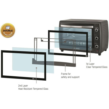 Black+Decker 2200W, 70L, Toaster Oven, 90-230 Temp Setting, Double Grill With Convection And Glass Door For Safety, Multiple Accessories Toasting Baking Broiling, TRO70RDG-B5, 1 Year Warranty