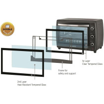 Black+Decker 2200W, 70L, Toaster Oven, 90-230 Temp Setting, Double Grill With Convection And Glass Door For Safety, Multiple Accessories Toasting Baking Broiling, TRO70RDG-B5, 1 Year Warranty