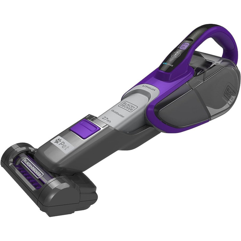 Black+Decker 10.8V, 27Wh Cordless Handheld Pet Vacuum Cleaner, 2.5Ah Li Ion Battery, 35AW Suction Power, 500ml Bowl Capacity, Powered Brush, Smart Tech Sensors, DVJ325BFSP-GB, 1 Year Warranty