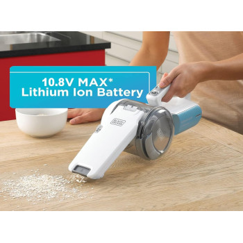 Black+Decker Cordless Dustbuster Pivot Handheld Vacuum Cleaner, 10.8 V, 1.5 Ah Li-Ion Battery With Charging Base, 440ml, 20 Air Watts Suction Power Light, PV1020L-B5, 1 Year Warranty