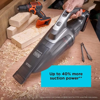 Black+Decker Cordless 18V Handheld Dustbuster Vacuum, 45 Air Watts, 2 Stage Filteration Technology, Extra Large Dust Bowl, Powerful Suction, BCHV001B Battery/Charger Not Included, 1 Year Warranty