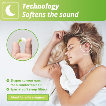Alpine Sleepsoft Sleeping Earplugs, Ultra Soft Filter For Side Sleeper, Reusable, Hygienic, Hypoallergenic Hearing Protection For Adults With Long Lasting Comfort - 1 Pair