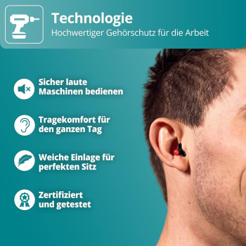 Alpine Worksafe Working Earplugs, Hearing Protection Ear Plugs For Work And Diy, 1 Pair