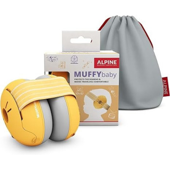 Alpine Muffy Baby, Baby Noise Protection Headphones Prevent Hearing Damage And Improve Sleep On The Go, Adjustable Headband, Yellow