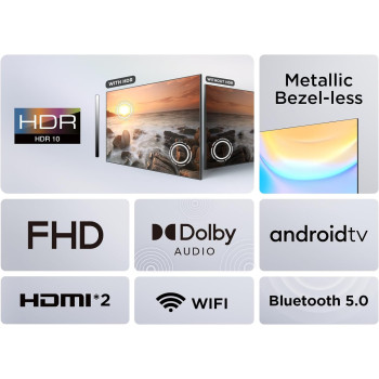 TCL 32 Inch Full Frameless HD LED Smart TV, Android TV, Google Assistant, Dolby Audio Sound, Netflix, Youtube, Micro Dimming and Google Play Store, 32S5400AF