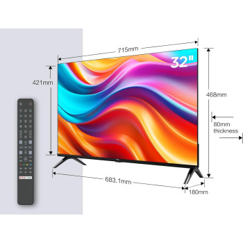 TCL 32 Inch Full Frameless HD LED Smart TV, Android TV, Google Assistant, Dolby Audio Sound, Netflix, Youtube, Micro Dimming and Google Play Store, 32S5400AF