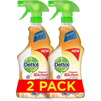 Dettol Orange Healthy Kitchen Power Cleaner Trigger Spray, Pack of 2, 500Ml