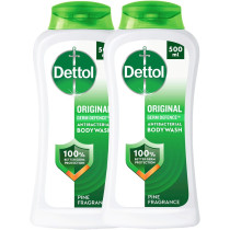 Dettol Original Shower Gel And Body Wash, Pine Fragrance For Effective Germ Protection And Personal Hygiene, Pack Of 2, 500Ml Each